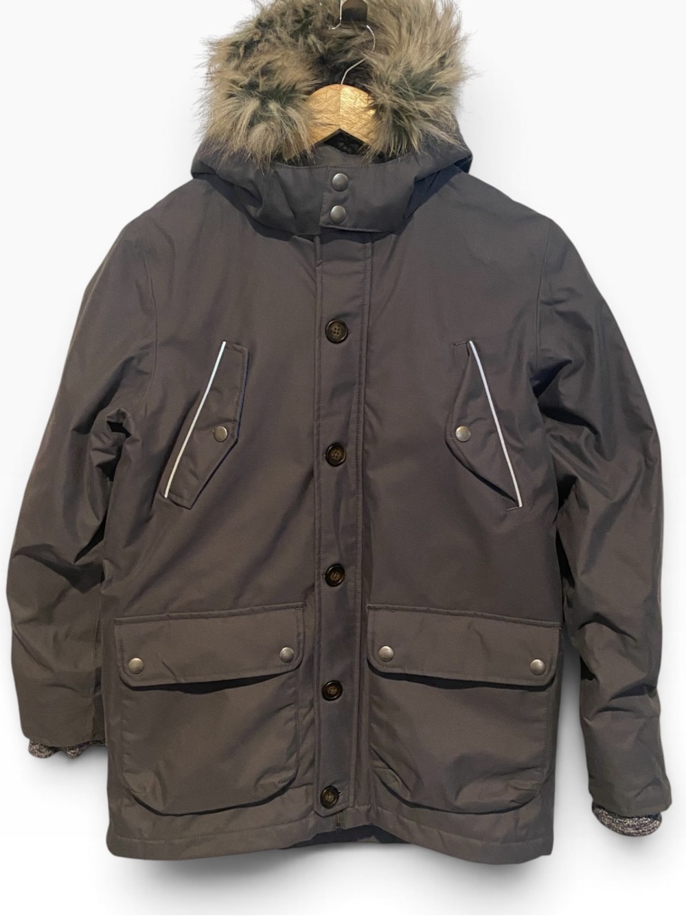 BODEN FAUX FUR TRIM BOYS SZ 12 -13 THICK WINTER JACKET COAT